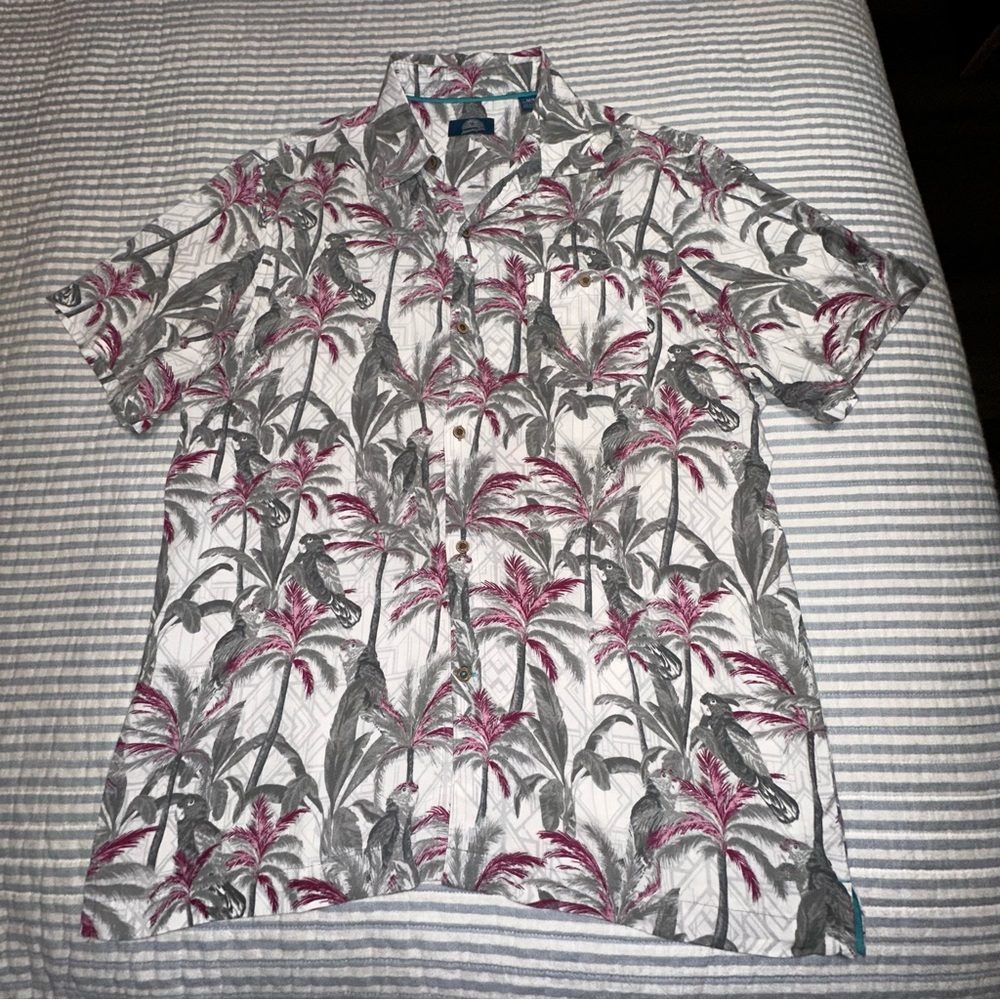 Havana Jim Aloha Palm Trees Tropical Medium Vintage Button Up Short Sleeve